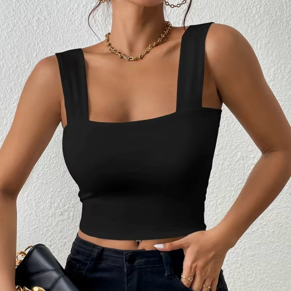 New Stretch Sleeveless Crop Tank - Square Neck - Size Medium - Picture 5 of 7